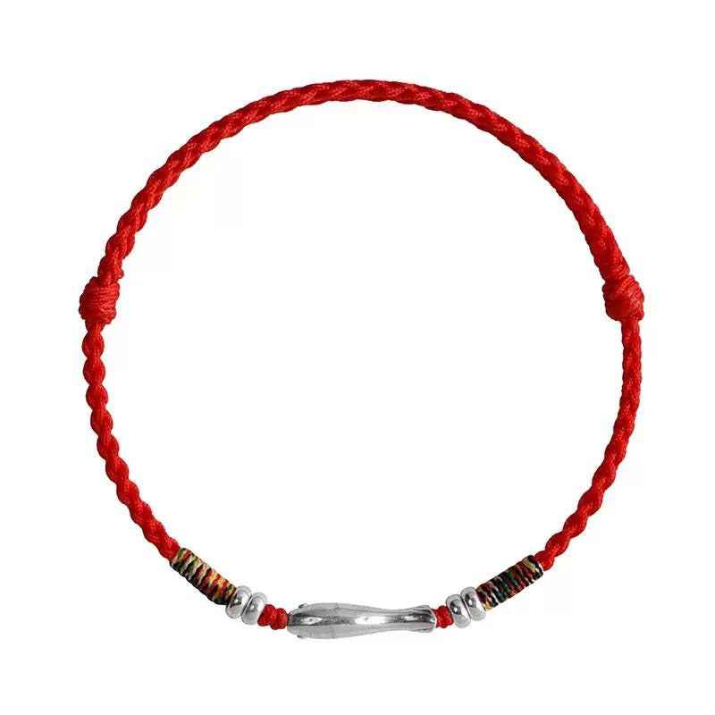 Tibetan Inspired 999 Fine Silver Lucky Bead Red String Bracelet