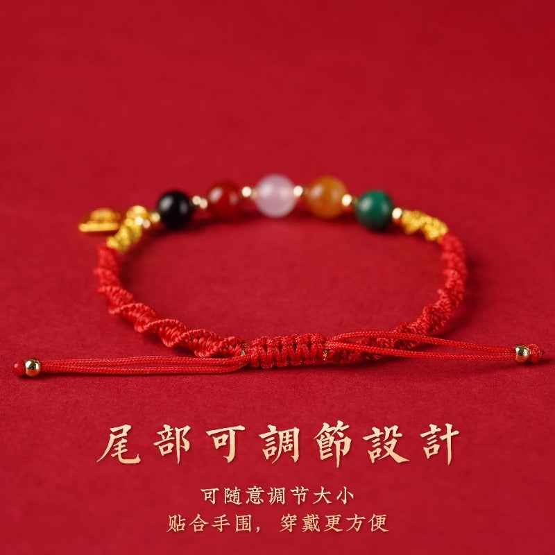 ZenHima Five Wealth Gods Red String Bracelet - Horse Year Blessing Gift