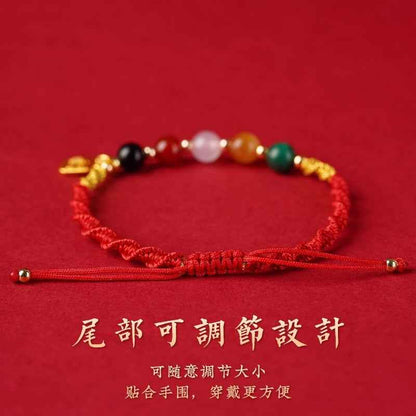ZenHima Five Wealth Gods Red String Bracelet - Horse Year Blessing Gift