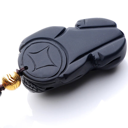 ZenHima Natural Obsidian Winged Pi Xiu Pendant - ZENHIMA