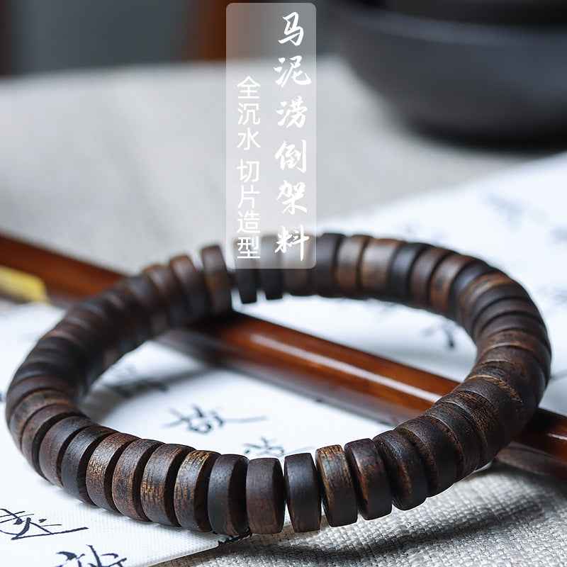 Premium Indonesian Agarwood Natural Slice Mala Bracelet