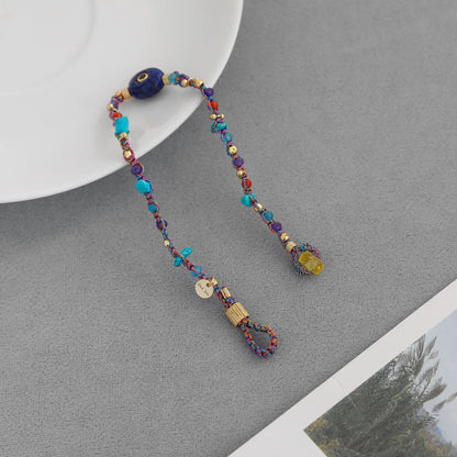 Natural Lapis Lazuli Multicolor Beaded Woven Bracelet – Adjustable