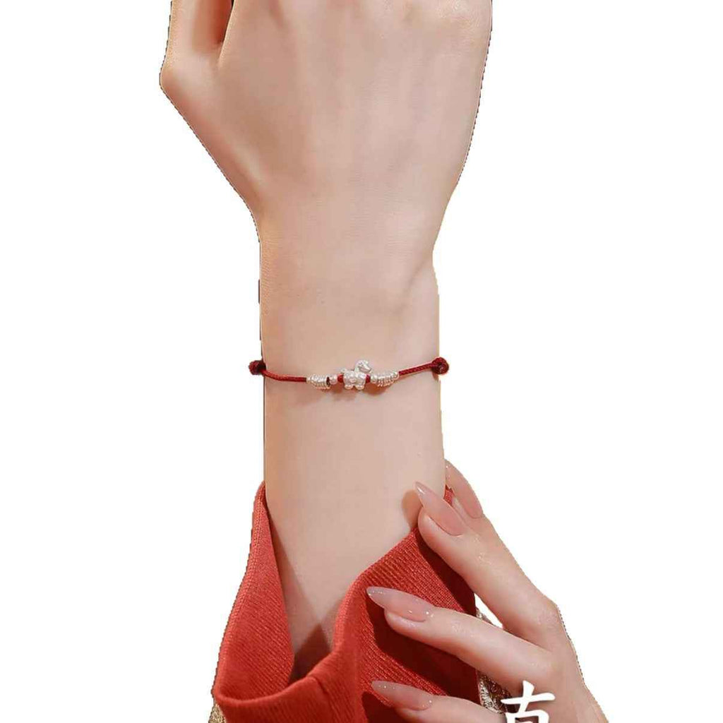 2026 Year of the Horse 999 Fine Silver Lucky Red String Bracelet