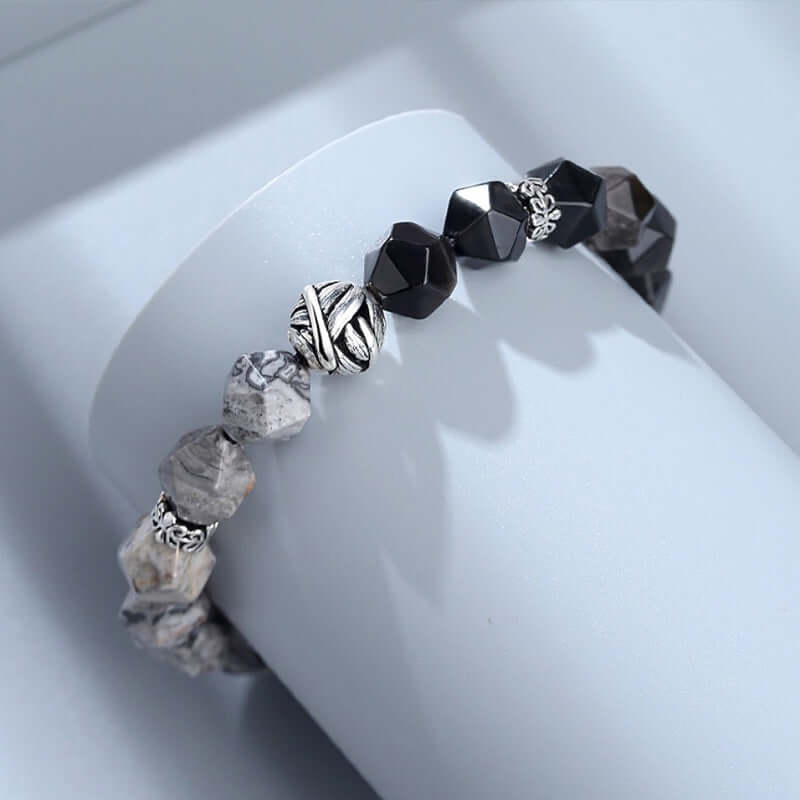 ZenHima 925 Silver & Black Obsidian Meditation Mala Bracelet – Spiritual Unisex Jewelry - ZENHIMA