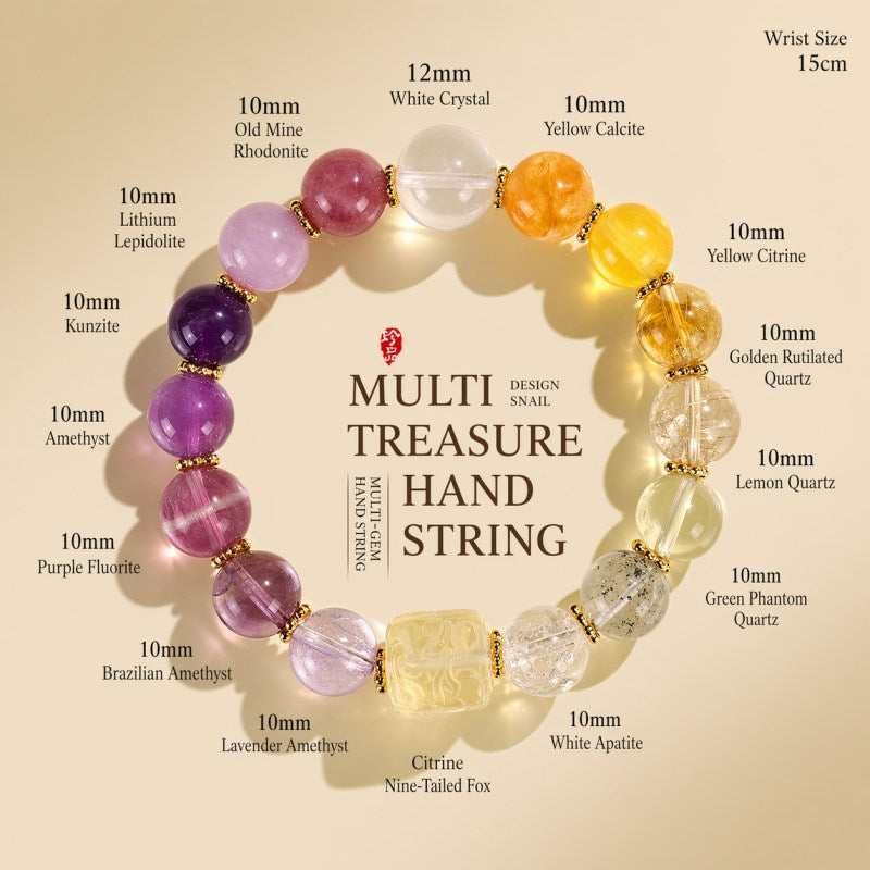 ZenHima Nine-Tailed Fox Amethyst Multi-Gem Beaded Bracelet – Unique Sugar Cube Design - ZENHIMA