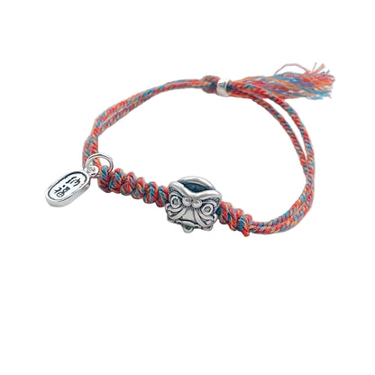 925 Silver Yuanbao Bracelet – Colorful Persimmon Orange Braided Stretch Bracelet