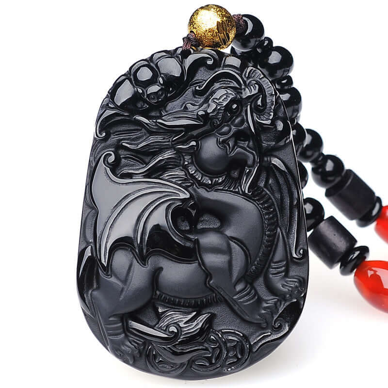 ZenHima Natural Obsidian Winged Pi Xiu Pendant - ZENHIMA
