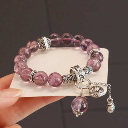 11MM Amethyst Yellow Tower Crystal Pink Crystal Natural Bracelet