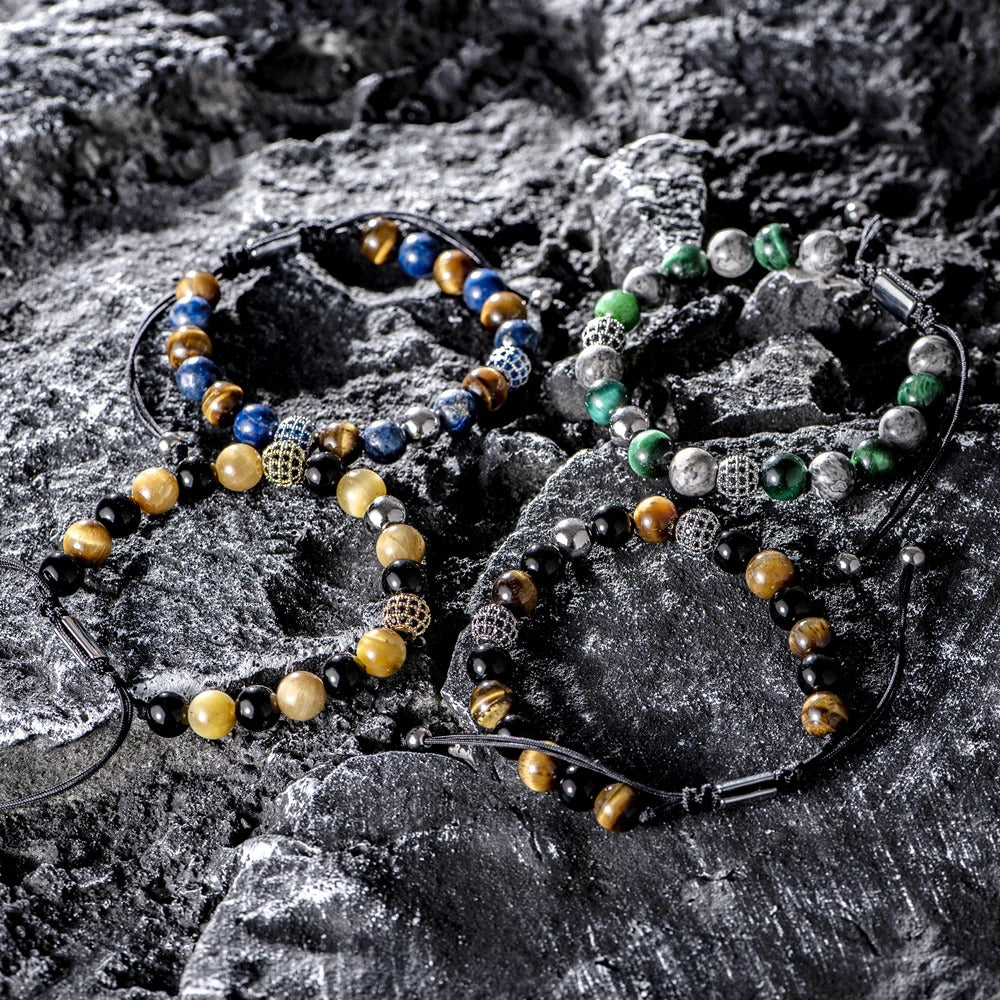 Bracciale con numeri romani e Lapislazzuli naturali a torsione