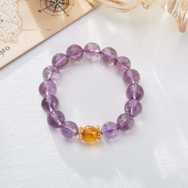 2025 Women’s Nine Purple Fire Bracelet – Natural Amethyst & Phantom Quartz Feng Shui Jewelry - ZENHIMA