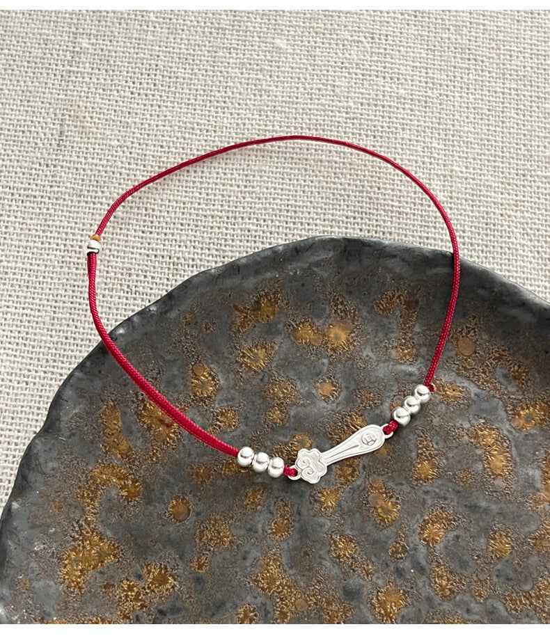 ZenHima Auspicious Ruyi Bead 925 Sterling Silver Red Rope Bracelet