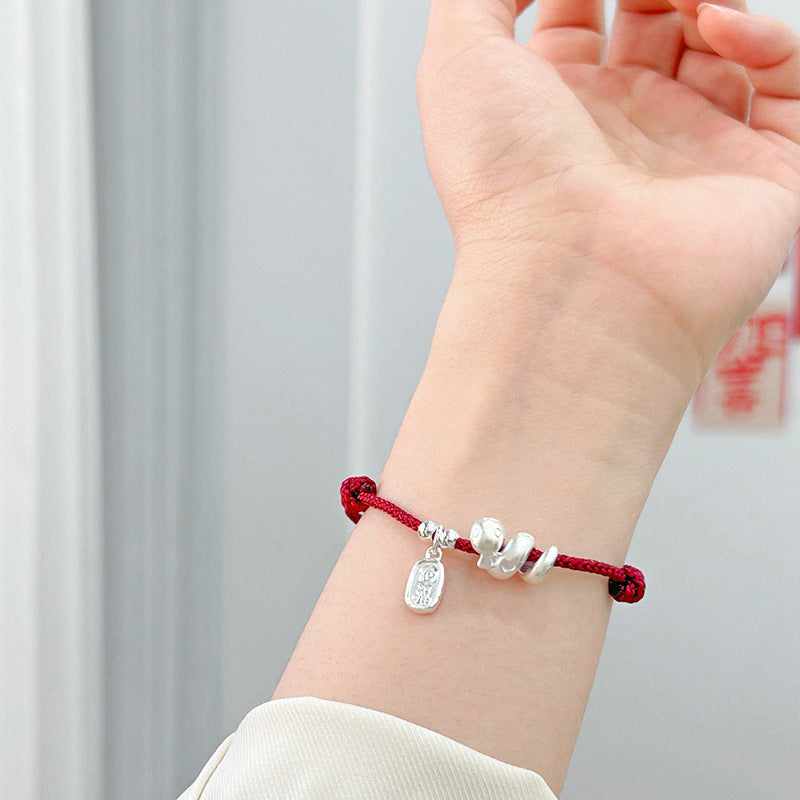新品 MASU CHARM BRACELET レッド シルバー 日本製 チャーム 999 Sterling Silver Snake Zodiac Red Cord Bracelet – ZENHIMA