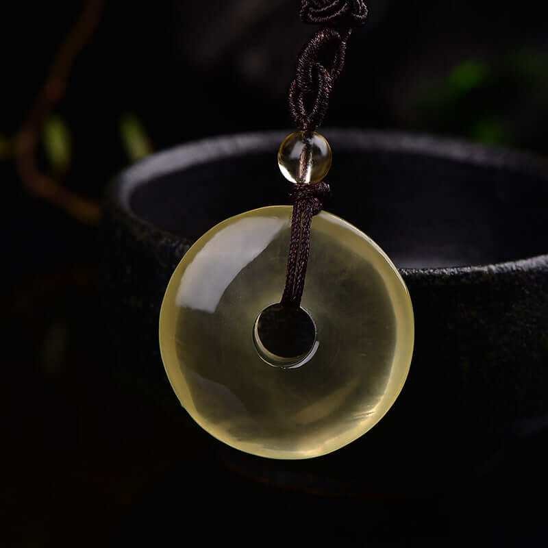 ZenHima Natural Yellow Crystal Peace Buckle Necklace – Unisex Pendant - ZENHIMA