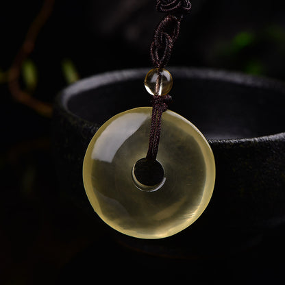 ZenHima Natural Yellow Crystal Peace Buckle Necklace – Unisex Pendant - ZENHIMA