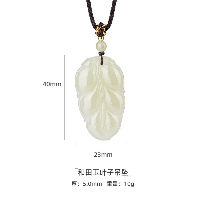 ZenHima Natural Xinjiang Hetian Jade Peace Charm Women's Necklace - ZENHIMA