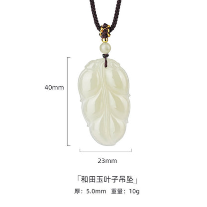 ZenHima Natural Xinjiang Hetian Jade Peace Charm Women's Necklace - ZENHIMA