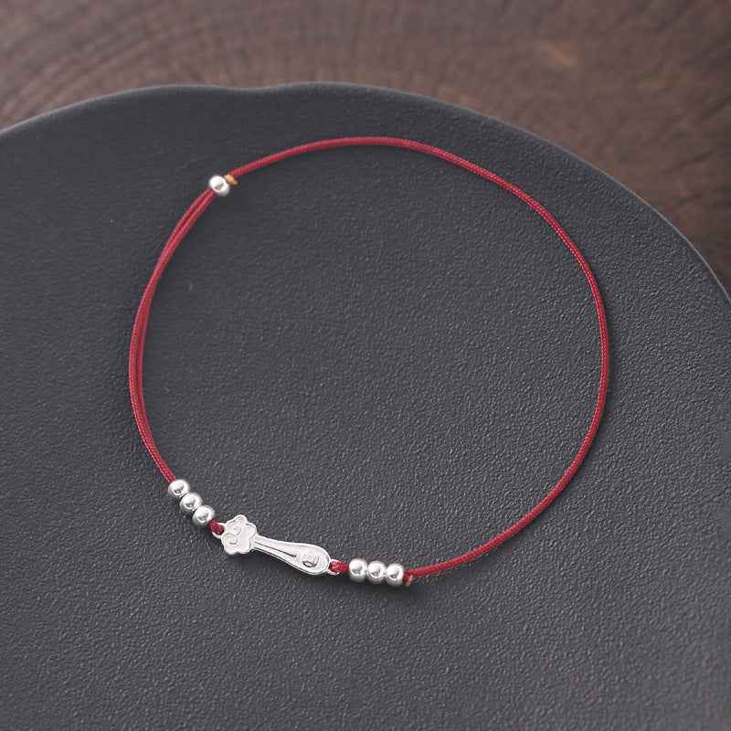 ZenHima Auspicious Ruyi Bead 925 Sterling Silver Red Rope Bracelet
