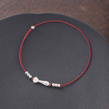 ZenHima Auspicious Ruyi Bead 925 Sterling Silver Red Rope Bracelet