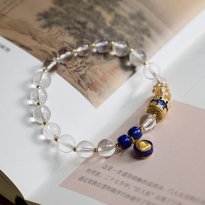 8MM White Crystal Bracelet S925 Silver Zakiram Lapis Lazuli Bracelet