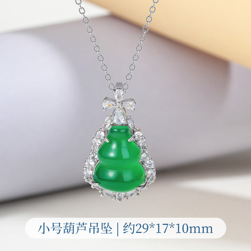 ZenHima Silver Inlaid Agate Fortune Pendant Necklace for Women - ZENHIMA