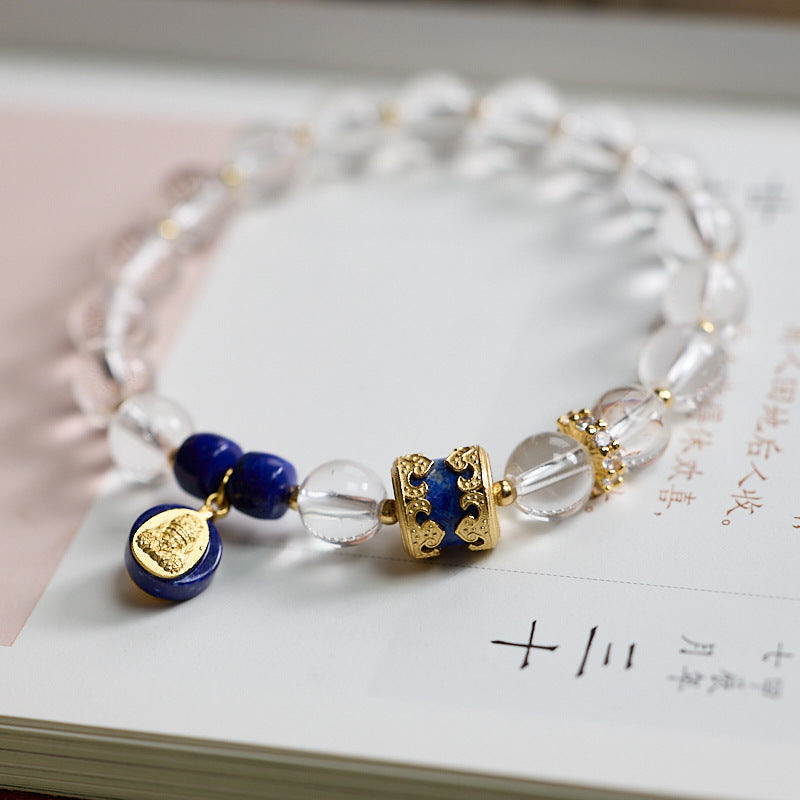 Bracciale in cristallo bianco da 8 mm Argento S925 Bracciale in lapislazzuli Zakiram