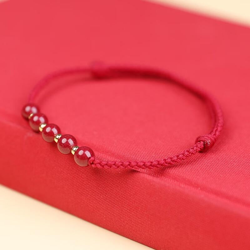 Cinnabar Red Rope Anklet for Women – Handwoven Lucky Year Foot Bracelet