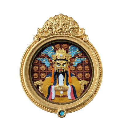 ZenHima Hand-painted Zakiram White Tara Mahasthamaprapta Yellow Wealth Rubbing Thangka Pendant - ZENHIMA