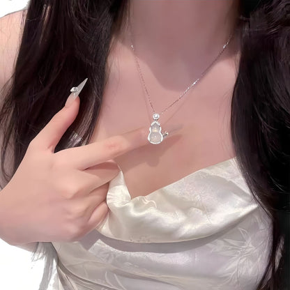 ZenHima S925 Silver Icy Chalcedony Gourd Pendant Necklace - ZENHIMA