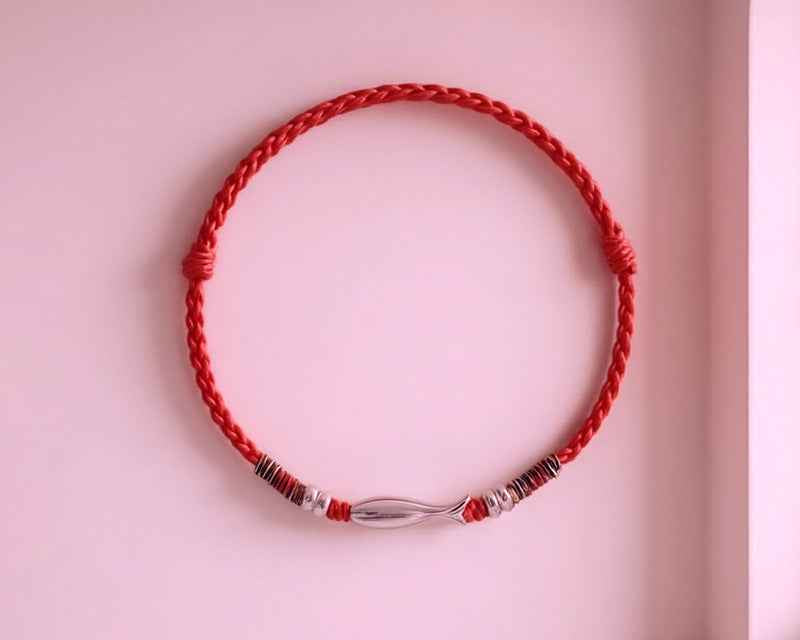 Tibetan Inspired 999 Fine Silver Lucky Bead Red String Bracelet