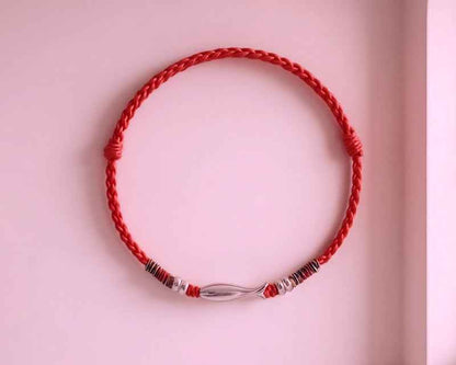 Tibetan Inspired 999 Fine Silver Lucky Bead Red String Bracelet