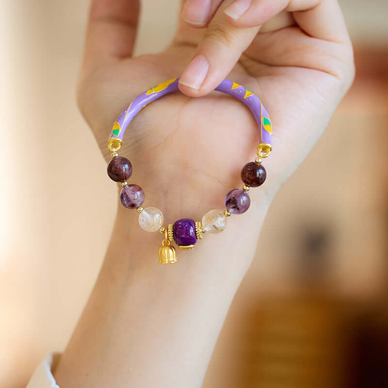 2025 Women’s Nine Purple Fire Bracelet – Natural Amethyst & Phantom Quartz Feng Shui Jewelry - ZENHIMA