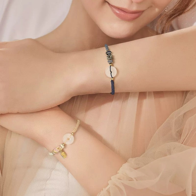 Weißer Achat Friedensschnalle Paar Armband Jade Armband