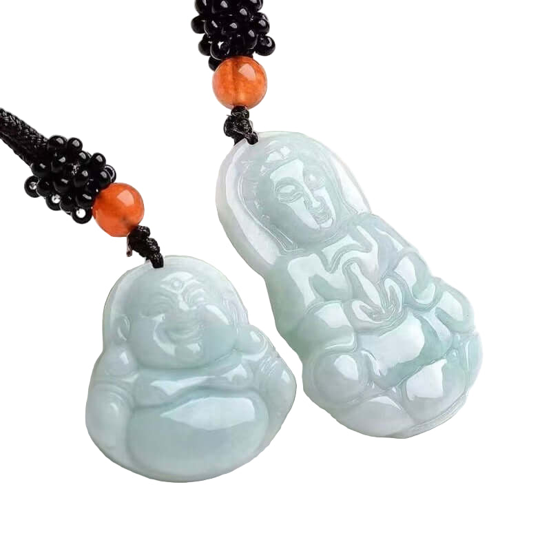 ZenHima Natural Jadeite Maitreya and Guanyin Buddha Necklace - ZENHIMA