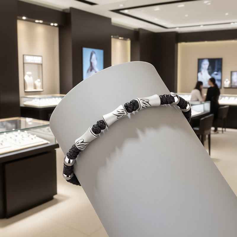 999 Fine Silver Bamboo Knot Bracelet for Luck & Success