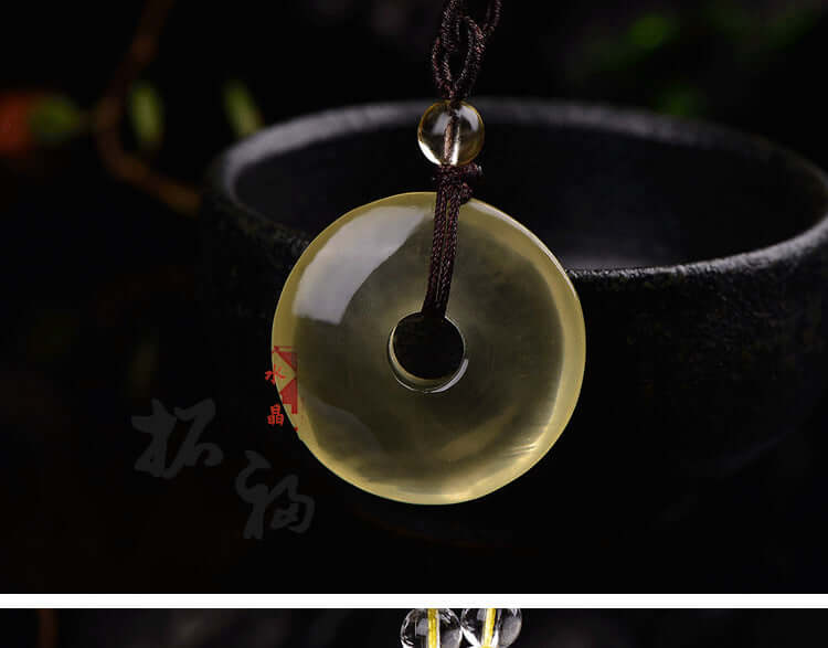 ZenHima Natural Yellow Crystal Peace Buckle Necklace – Unisex Pendant - ZENHIMA
