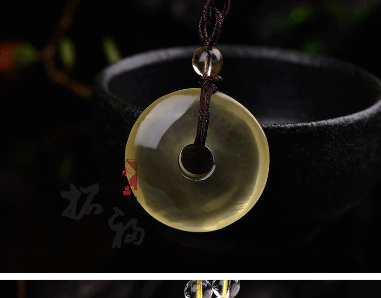 ZenHima Natural Yellow Crystal Peace Buckle Necklace – Unisex Pendant - ZENHIMA