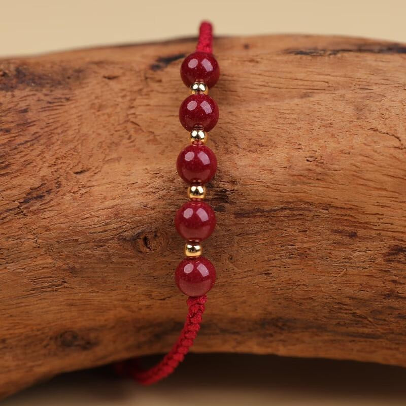 Cinnabar Red Rope Anklet for Women – Handwoven Lucky Year Foot Bracelet