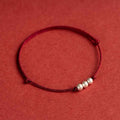 925 Sterling Silver Vintage Matte Bead Red String Bracelet & Anklet