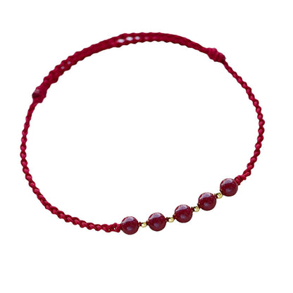 Cinnabar Red Rope Anklet for Women – Handwoven Lucky Year Foot Bracelet