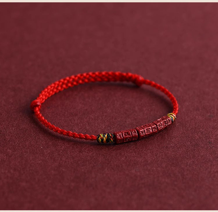 ZenHima Tibetan Om Mani Padme Hum Natural Cinnabar Bracelet / Anklet