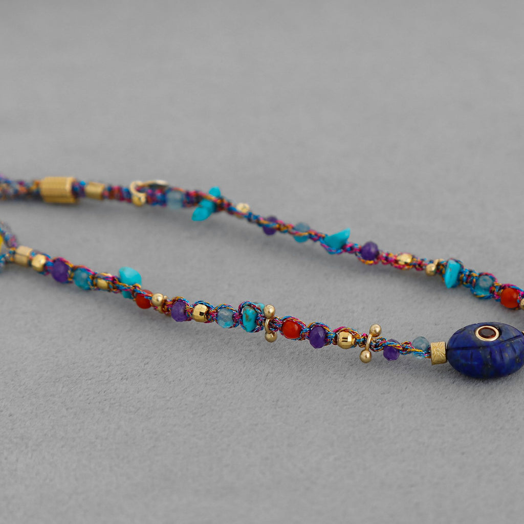 Armband aus mehrfarbigen Lapislazuli-Perlen – verstellbar