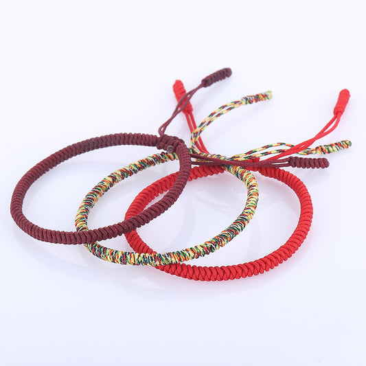 Cross-Border Hot Selling Hand-Woven Vajra Knot Bracelet Tibetan Style Multicolored Thread Red Rope Bracelet Hand Rope Dragon Boat Festival Red Hand Rope