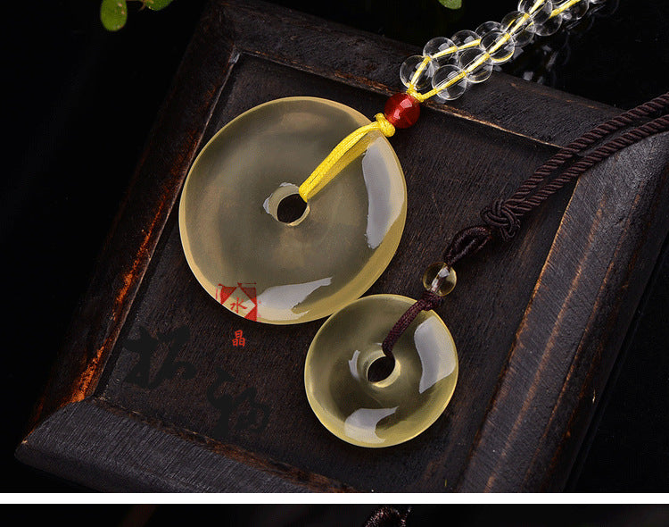 ZenHima Natural Yellow Crystal Peace Buckle Necklace – Unisex Pendant - ZENHIMA