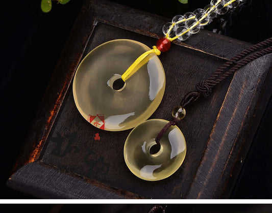 ZenHima Natural Yellow Crystal Peace Buckle Necklace – Unisex Pendant - ZENHIMA