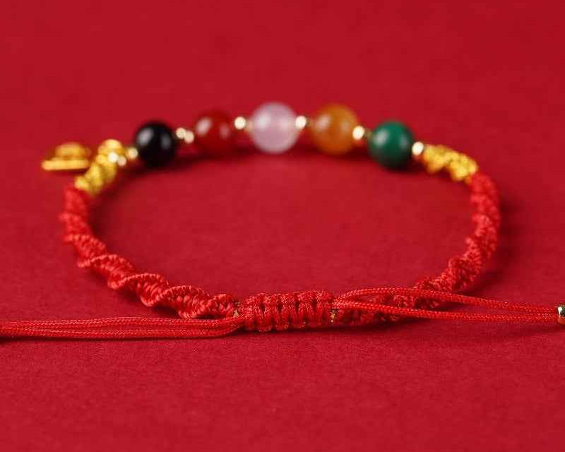 ZenHima Five Wealth Gods Red String Bracelet - Horse Year Blessing Gift