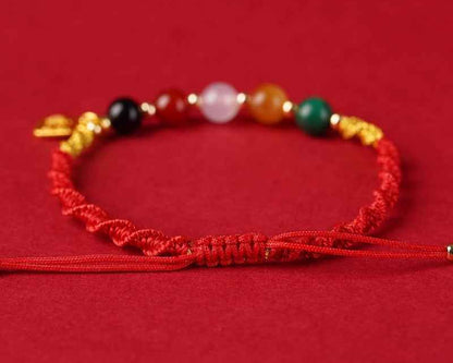 ZenHima Five Wealth Gods Red String Bracelet - Horse Year Blessing Gift