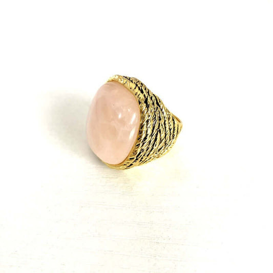 Turquoise and Pink Stone Vintage-Style Gem Ring - ZENHIMA