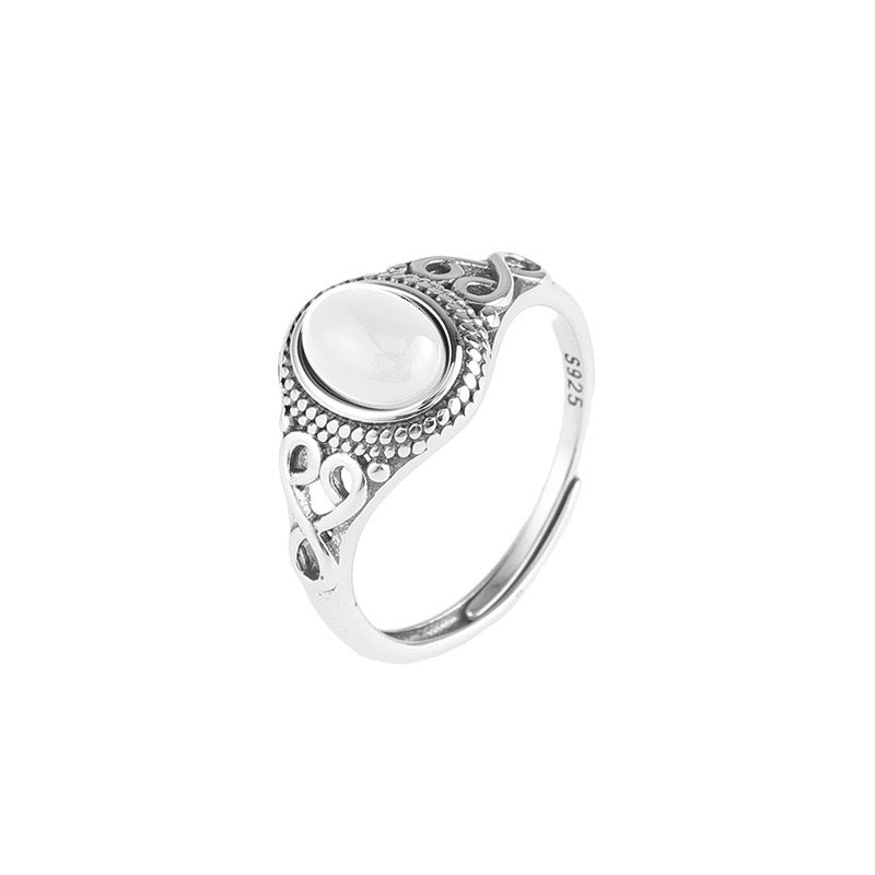 ZenHima 925 Sterling Silver Red Agate and Turquoise Adjustable Vintage Tibetan Ring - ZENHIMA