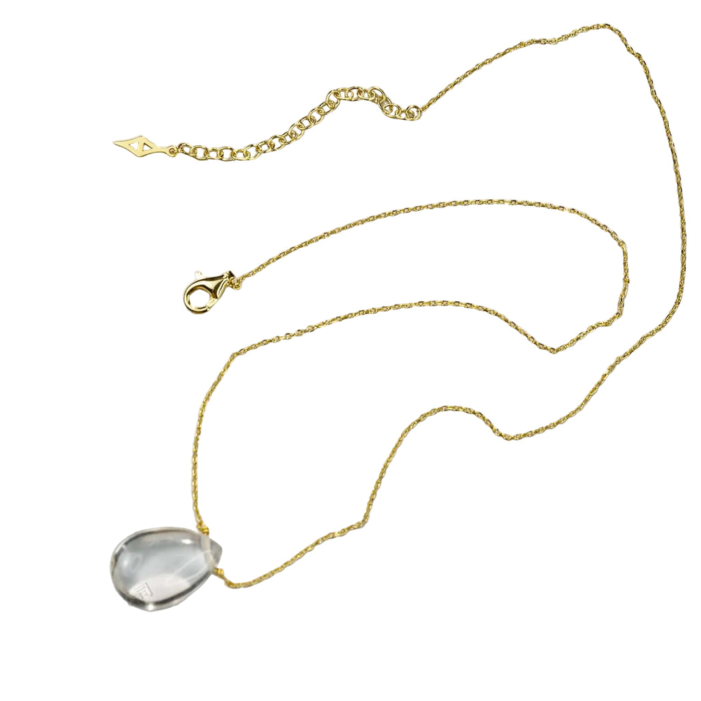 ZenHima S925 Silver Natural White Crystal Teardrop Pendant Necklace - ZENHIMA