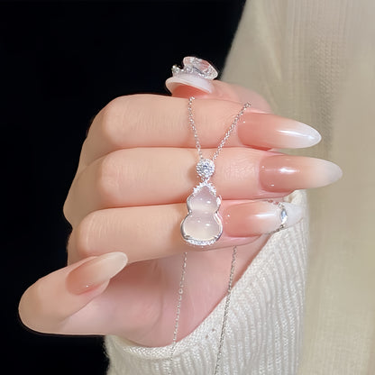 ZenHima S925 Silver Icy Chalcedony Gourd Pendant Necklace - ZENHIMA
